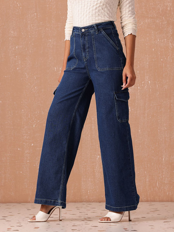 all about you Women Wide Leg High-Rise Stretchable Jeans
