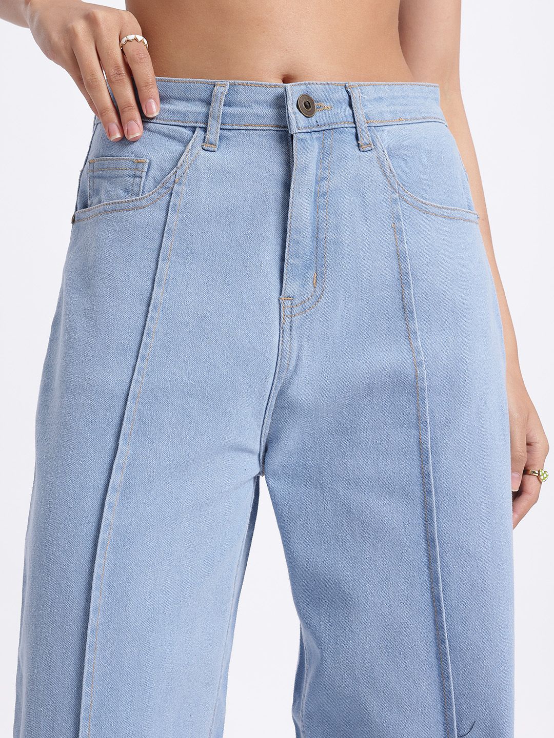 DressBerry Women Street Edge Panelled Baggy Fit Jeans