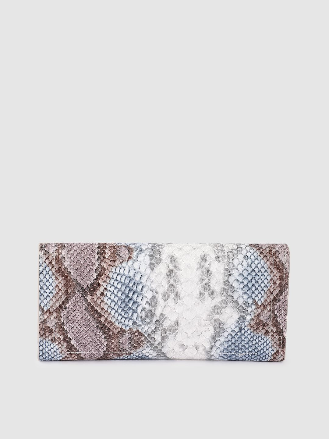 Lino Perros Women Snake Skin Textured Three Fold Wallet