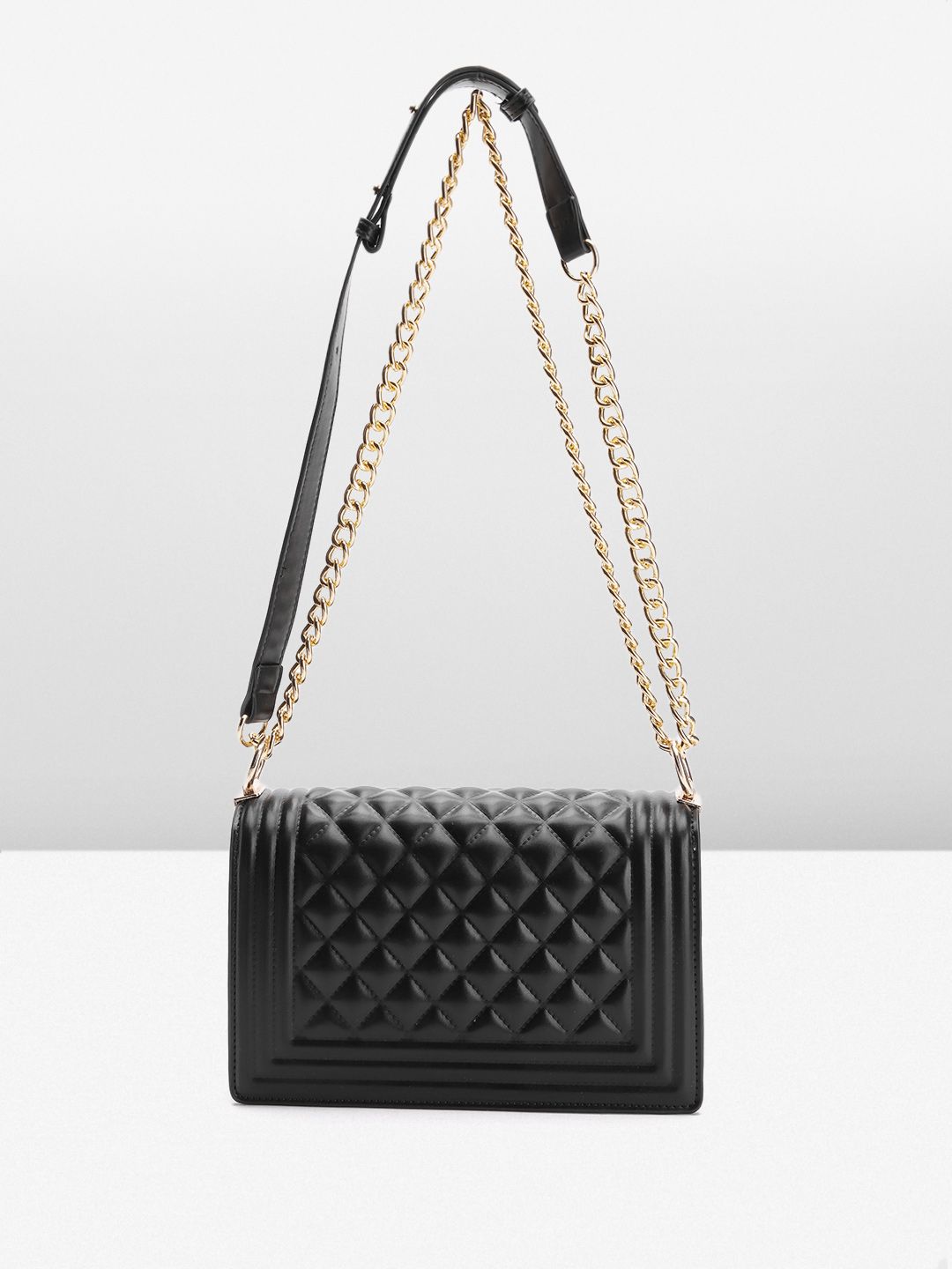 Lino Perros Geometric Textured Structured Shoulder Bag with Quilted Detail