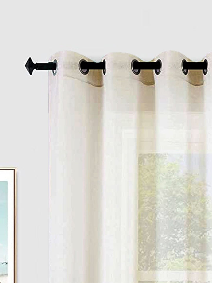 URBAN SPACE Cream-Coloured Set of 2 Sheer Door Curtain