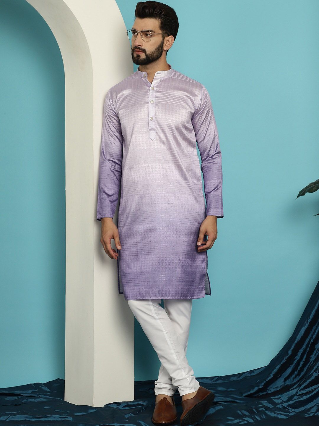 SOJANYA Ombre Striped Straight Kurta with Churidar