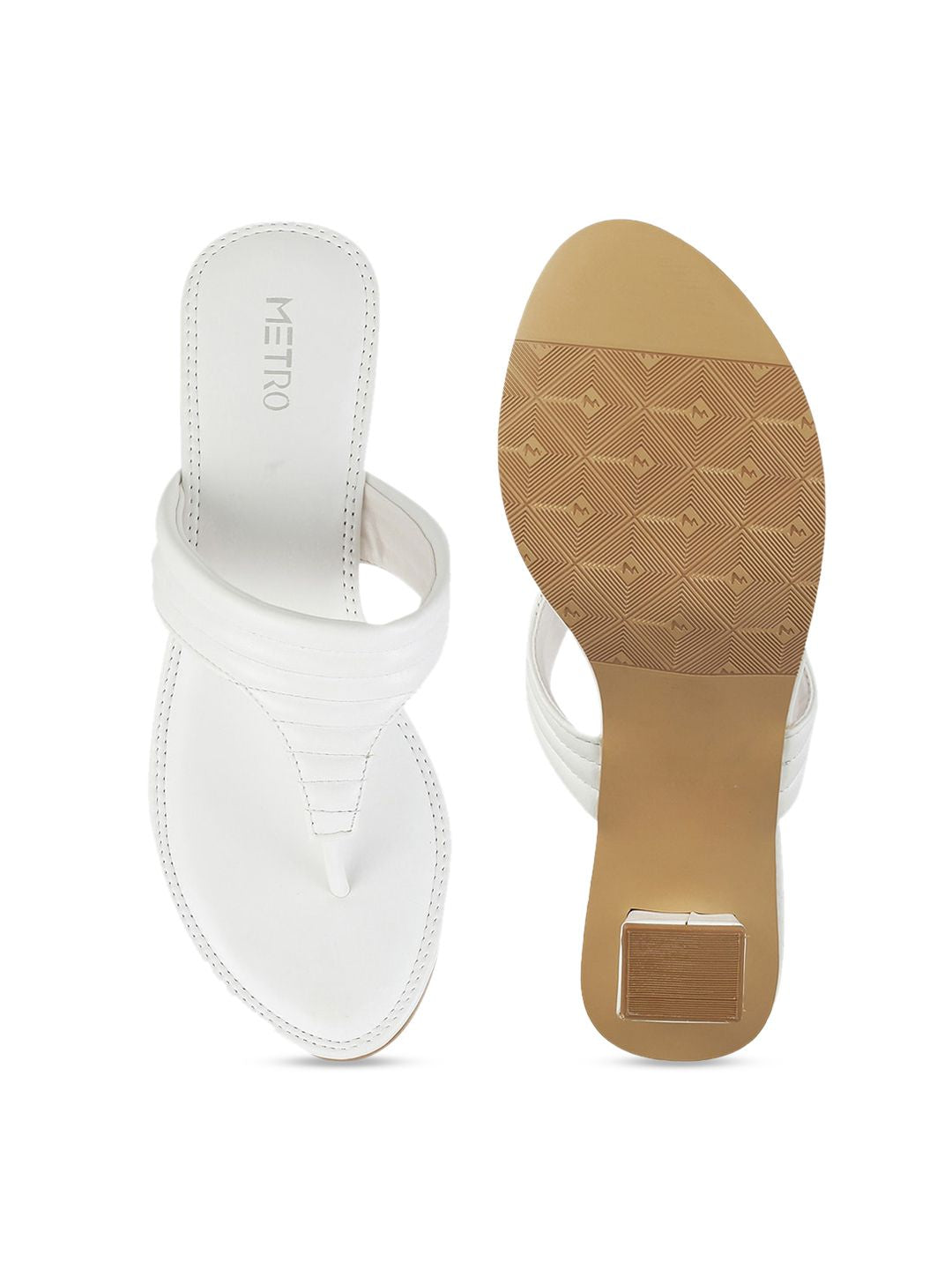 Metro White Striped Block Sandals