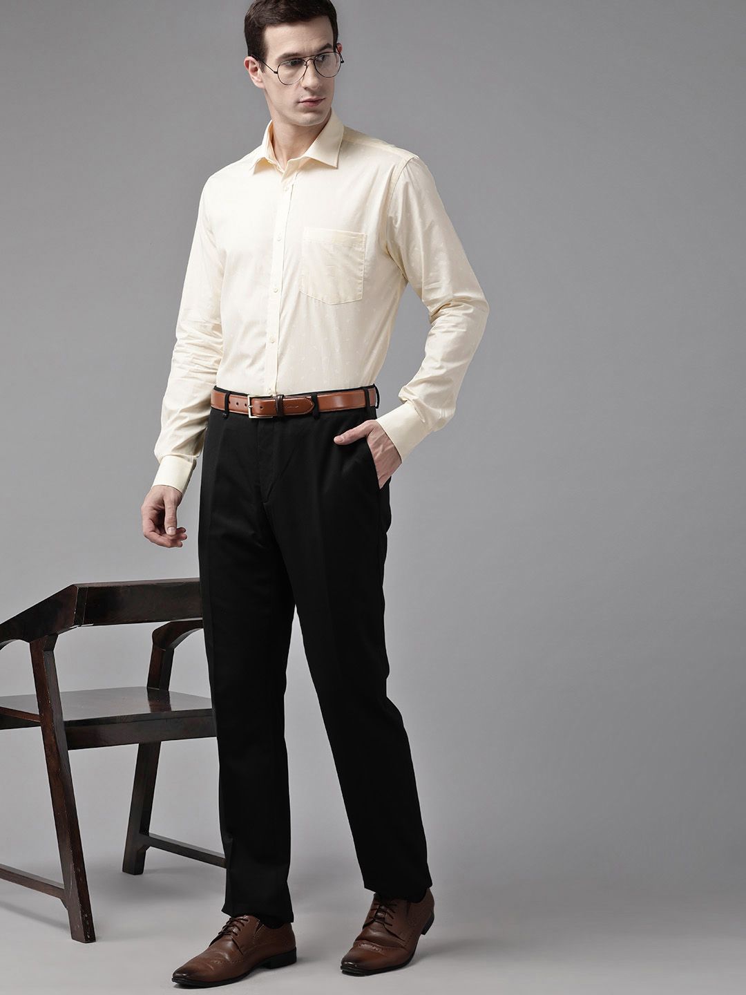 Park Avenue Slim Fit Printed Pure Cotton Formal Shirt