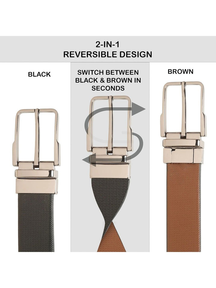 Teakwood Leathers Men Textured Leather Reversible Belt