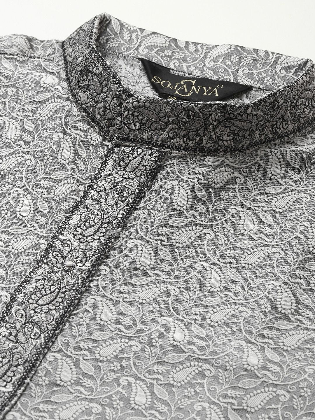 SOJANYA Men Ethnic Motifs Woven Design Jacquard Straight Kurta