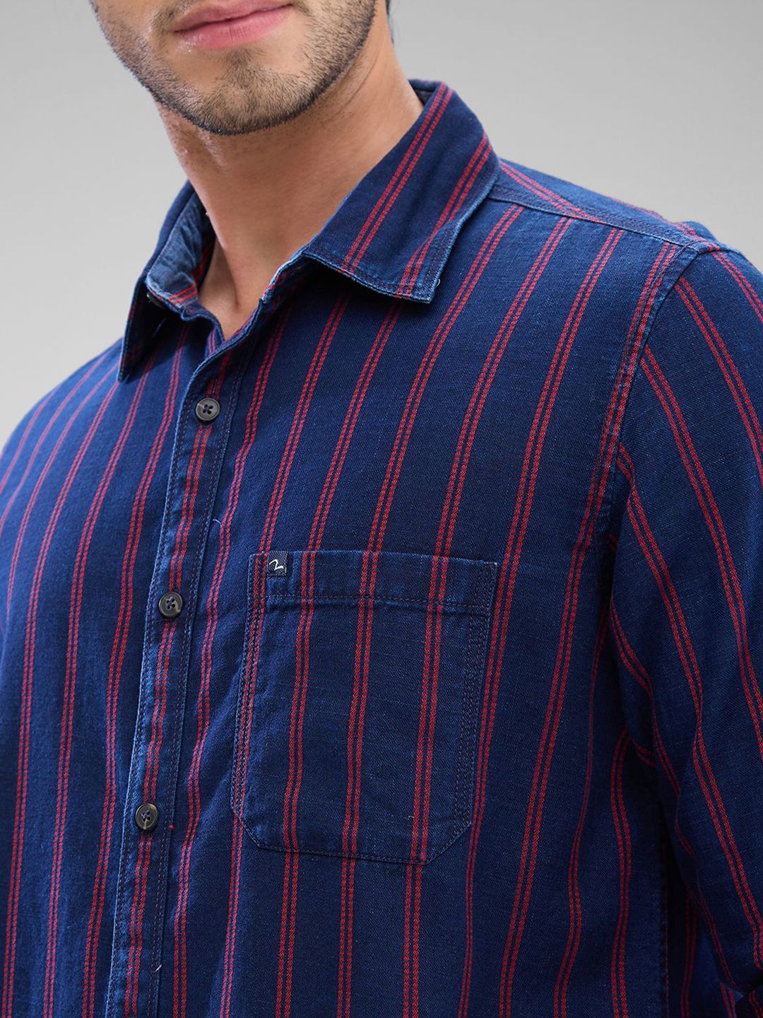 SPYKAR Men Slim Fit Opaque Striped Spread Collar Casual Shirt