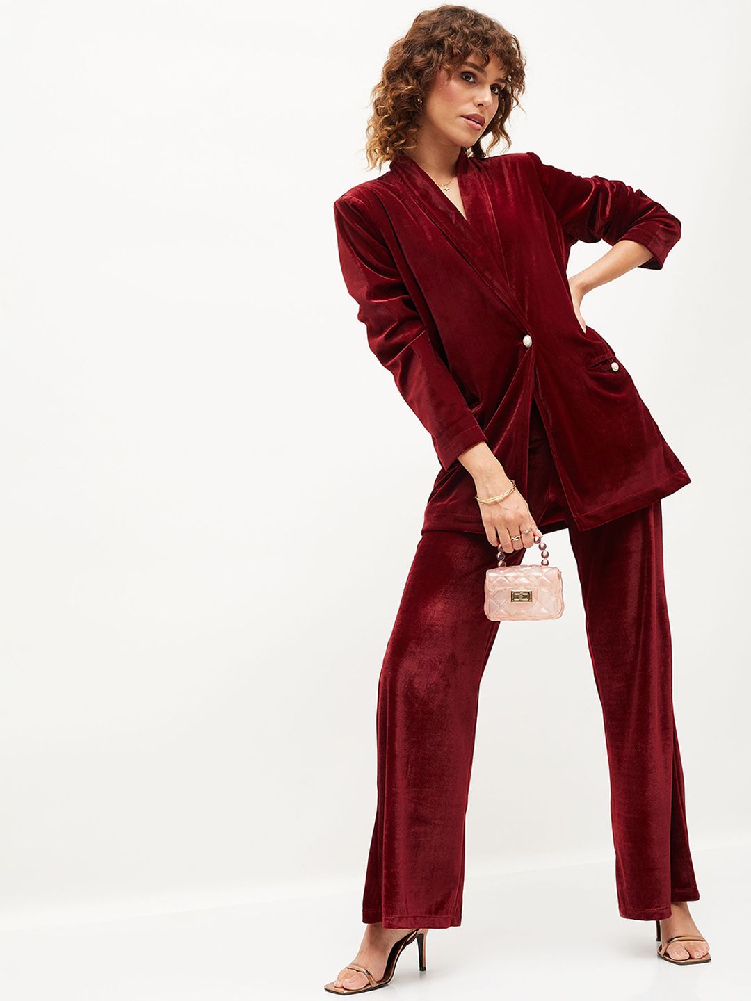 SASSAFRAS Shawl Collar Single-Breasted Velvet Blazer