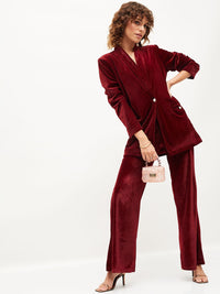 SASSAFRAS Shawl Collar Single-Breasted Velvet Blazer