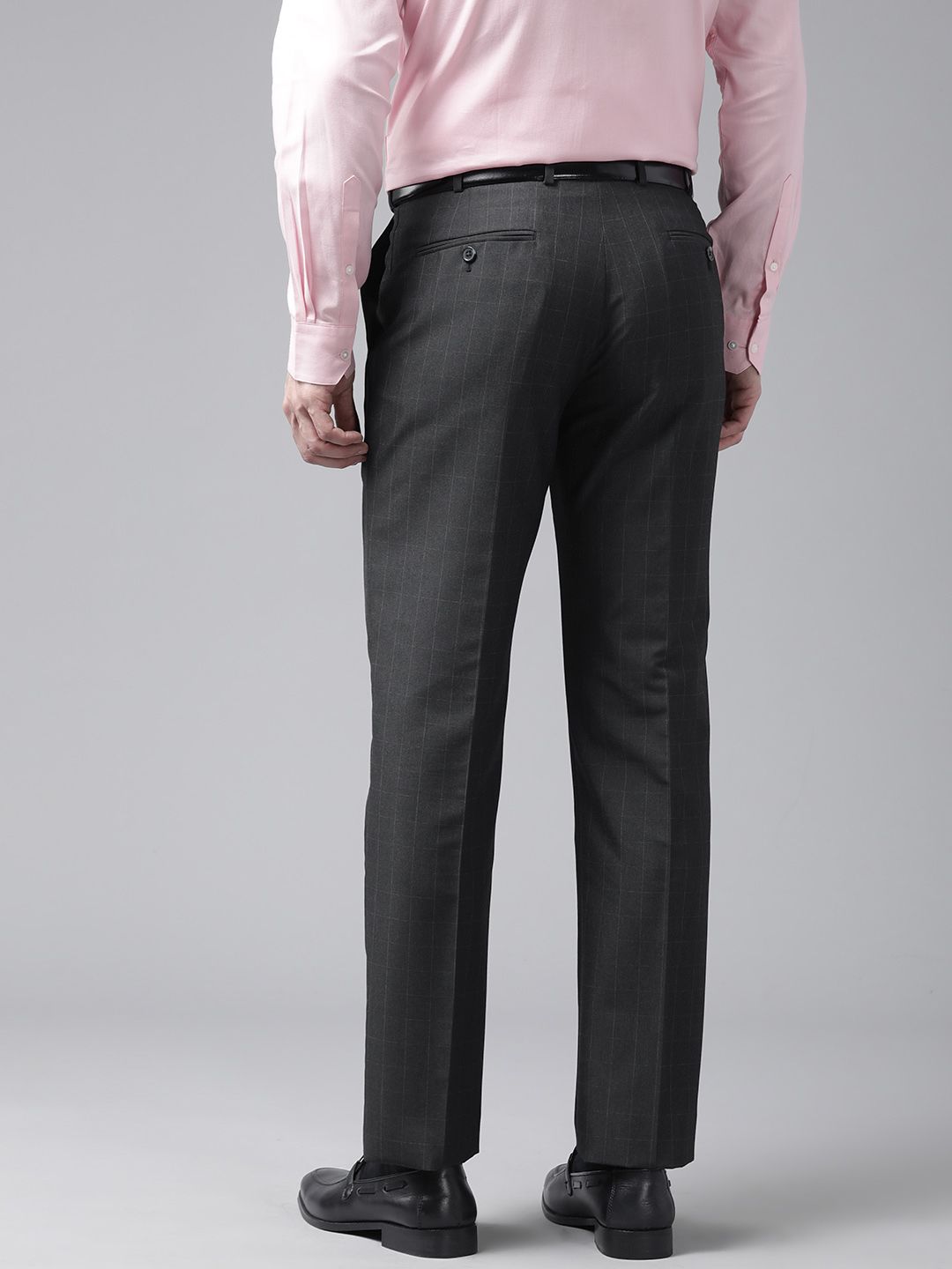 Park Avenue Men Checked Smart Fit Low-Rise Trousers