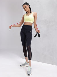 HRX by Hrithik Roshan Women Brand Logo Detail Mesh Rapid-Dry Cropped Training Tights