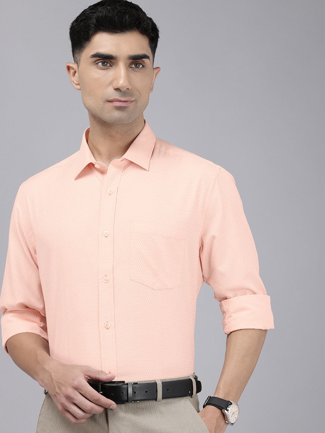 Park Avenue Slim Fit Self Design Textured Formal Shirt