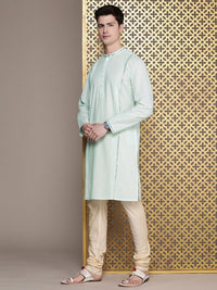 House of Pataudi Mirror Embroidery Jashn Kurta with Pintucks