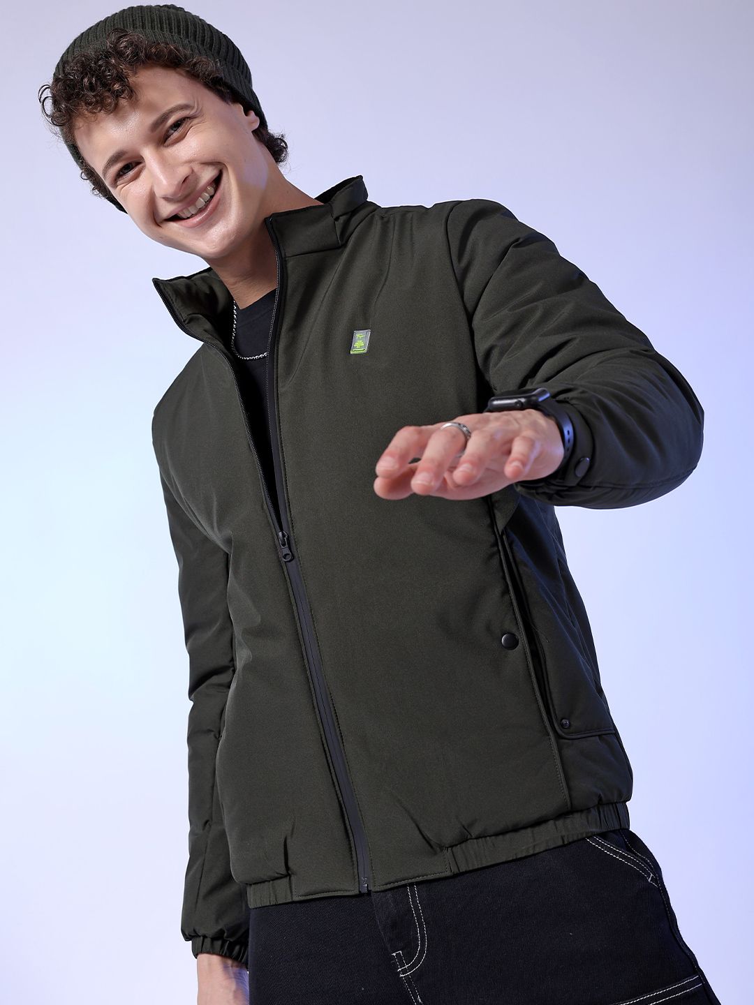 The Indian Garage Co Men Regular Fit Zip-Front Bomber Jacket
