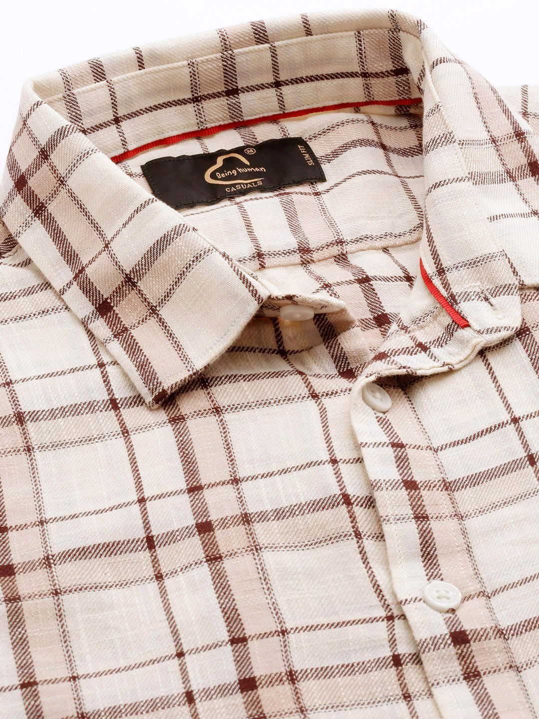 Being Human Slim Fit Checked Pure Cotton Casual Shirt