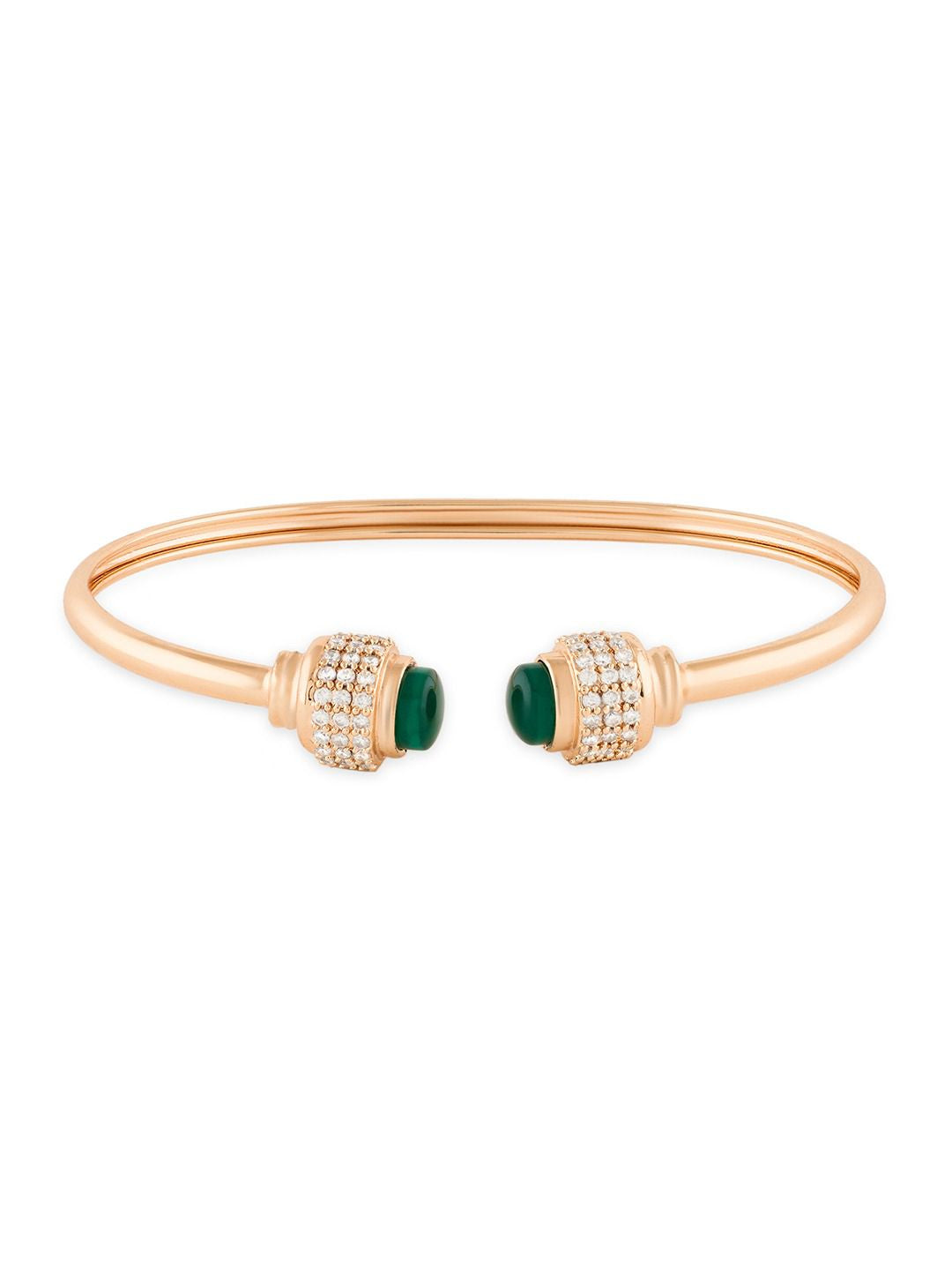 Zaveri Pearls Rose Gold-Plated -Gelang Kada Bertampal Batu Zirkonia Kubik