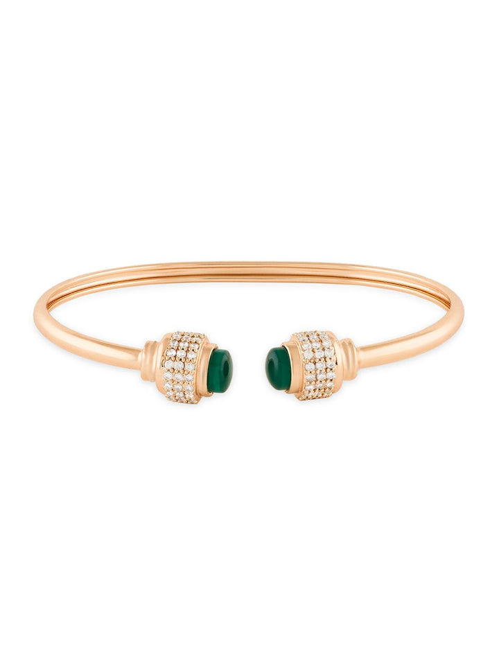 Zaveri Pearls Rose Gold-Plated -Gelang Kada Bertampal Batu Zirkonia Kubik