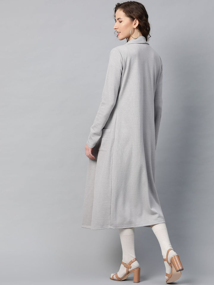 Sassafras Wanita Kelabu Kelabu Pepejal Longline Front Shrug