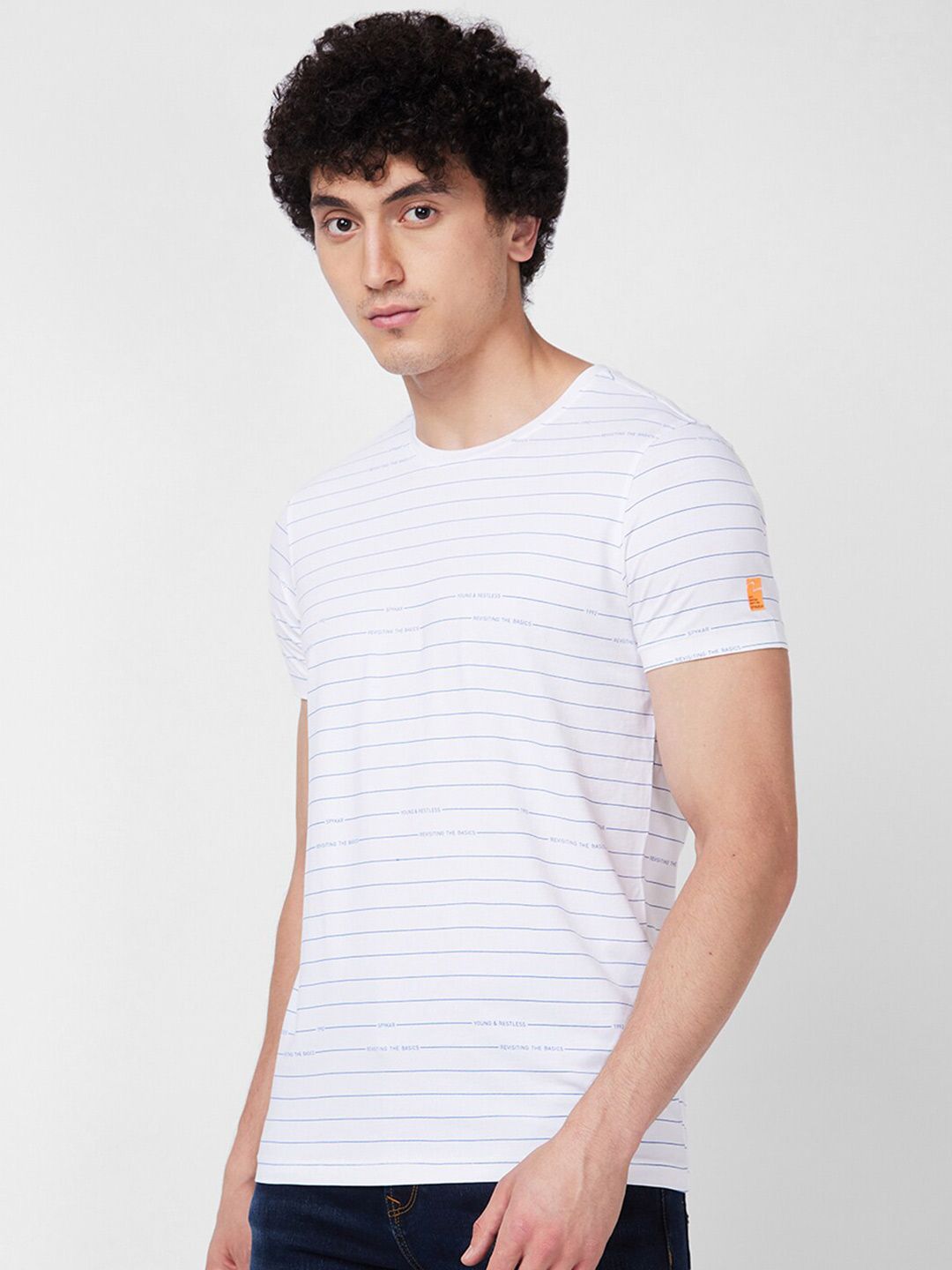 SPYKAR Striped Cotton Slim Fit T-shirt