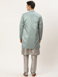 SOJANYA Kurta Lelaki Kelabu & Hijau dengan Churidar