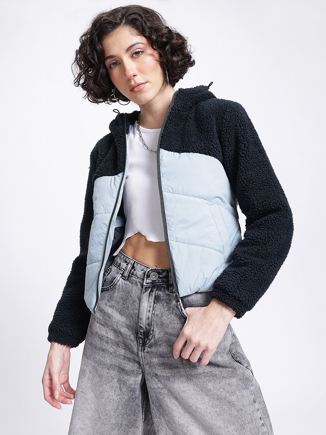 DressBerry Playful Padded Sherpa Colourblocked Jacket