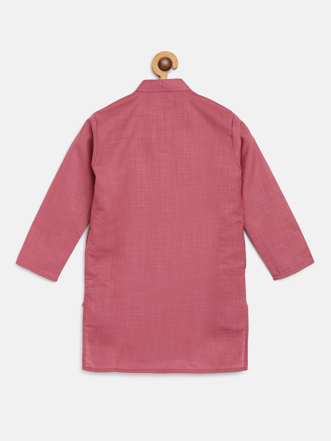 SOJANYA Boys Pink Solid Mandarin Collar Kurta Lurus