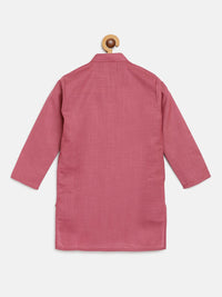 SOJANYA Boys Pink Solid Mandarin Collar Kurta Lurus