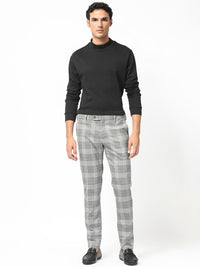 RARE RABBIT Men Rowe Mid-Rise Checked Slim Fit Trouser