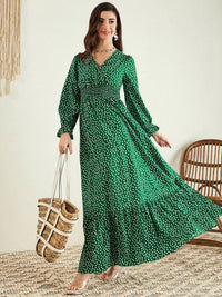 Berrylush Floral Printed Puff Sleeve Maxi Dress