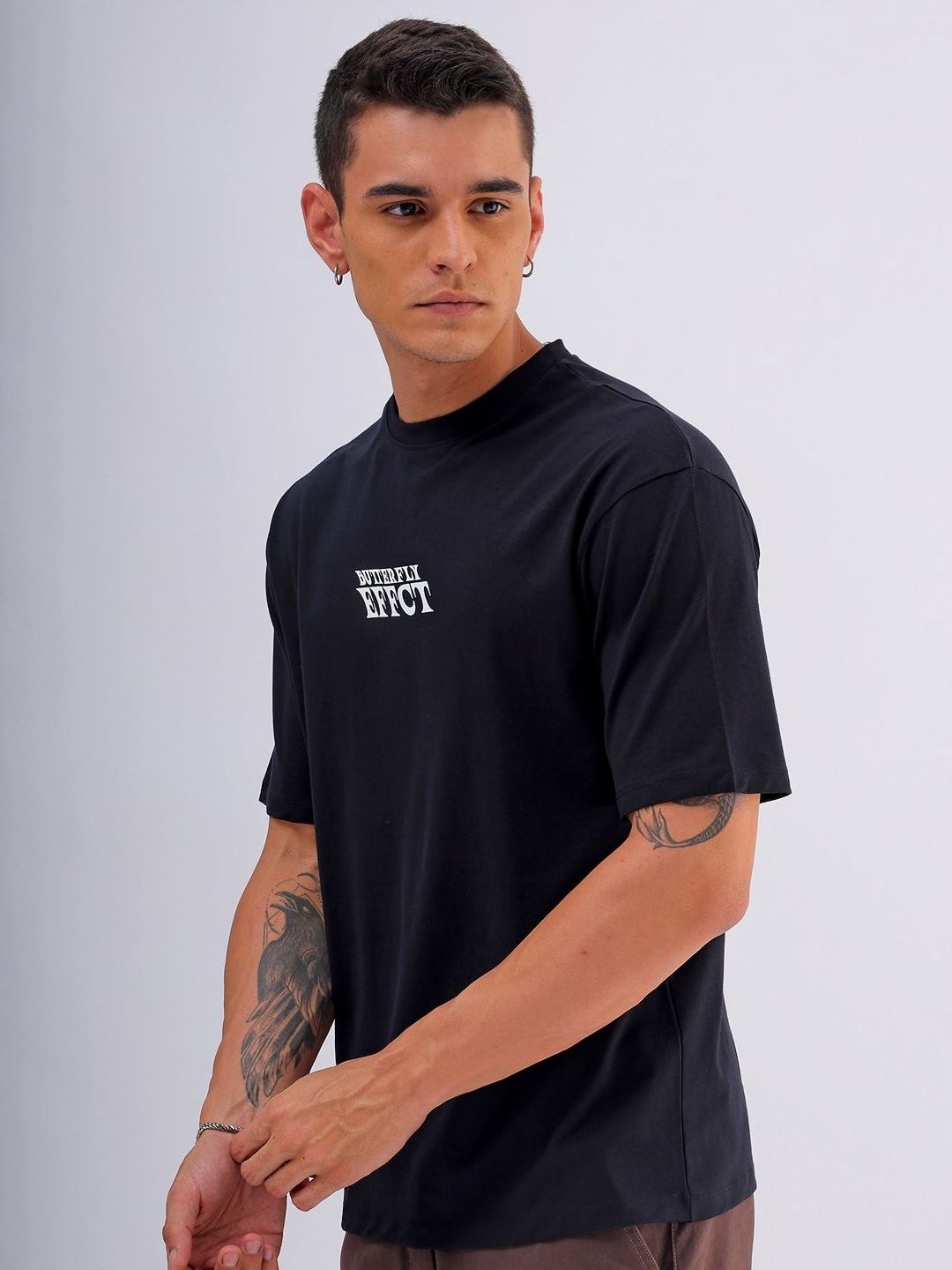 The Indian Garage Co Men Back Printed Pure Cotton Oversized Round Neck T-shirt