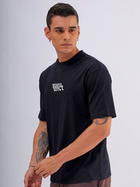 The Indian Garage Co Men Back Printed Pure Cotton Oversized Round Neck T-shirt