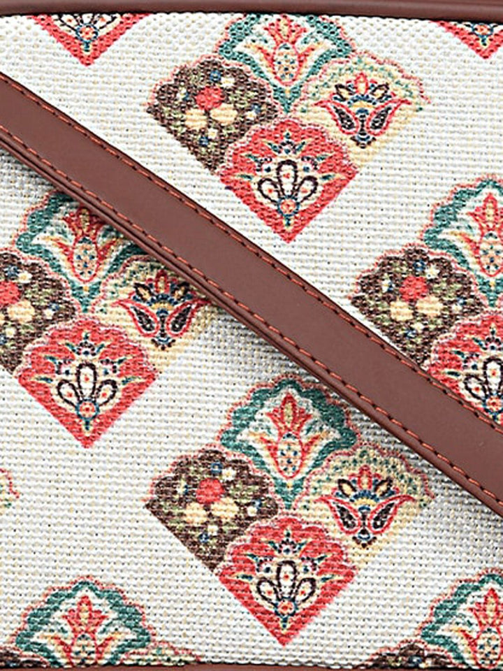 ZOUK White Women Ethnic Motifs Printed Structured Sling Bag