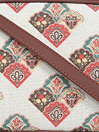 ZOUK White Women Ethnic Motifs Printed Structured Sling Bag