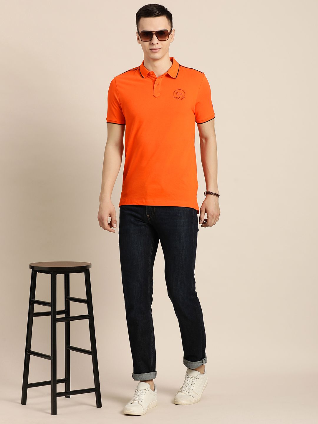 Being Human Men Red Polo Collar Pure Cotton T-shirt