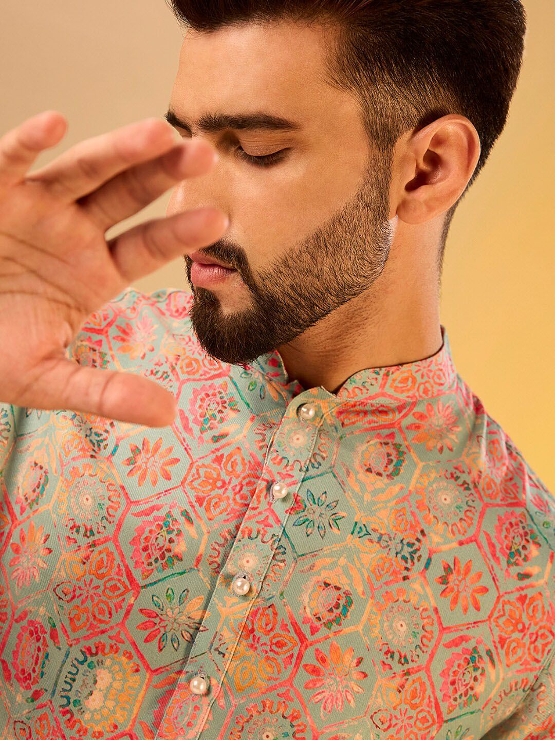 KISAH Men Abstract Printed Regular Fit Kurta