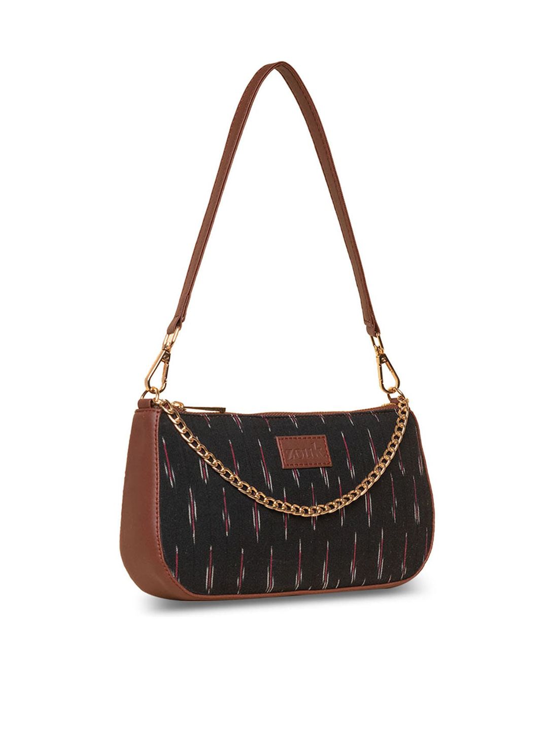 ZOUK Ethnic Motifs Printed Structured Baguette Bag
