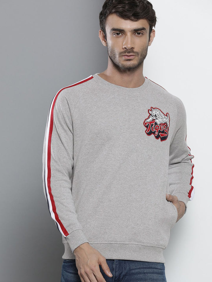 The Indian Garage Co Men Grey Melange Sweatshirt
