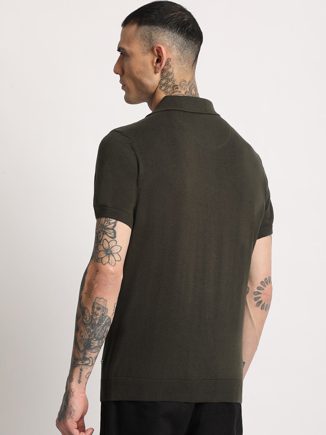 THE BEAR HOUSE Men Solid Regular Fit Cotton Polo Collar T-Shirt