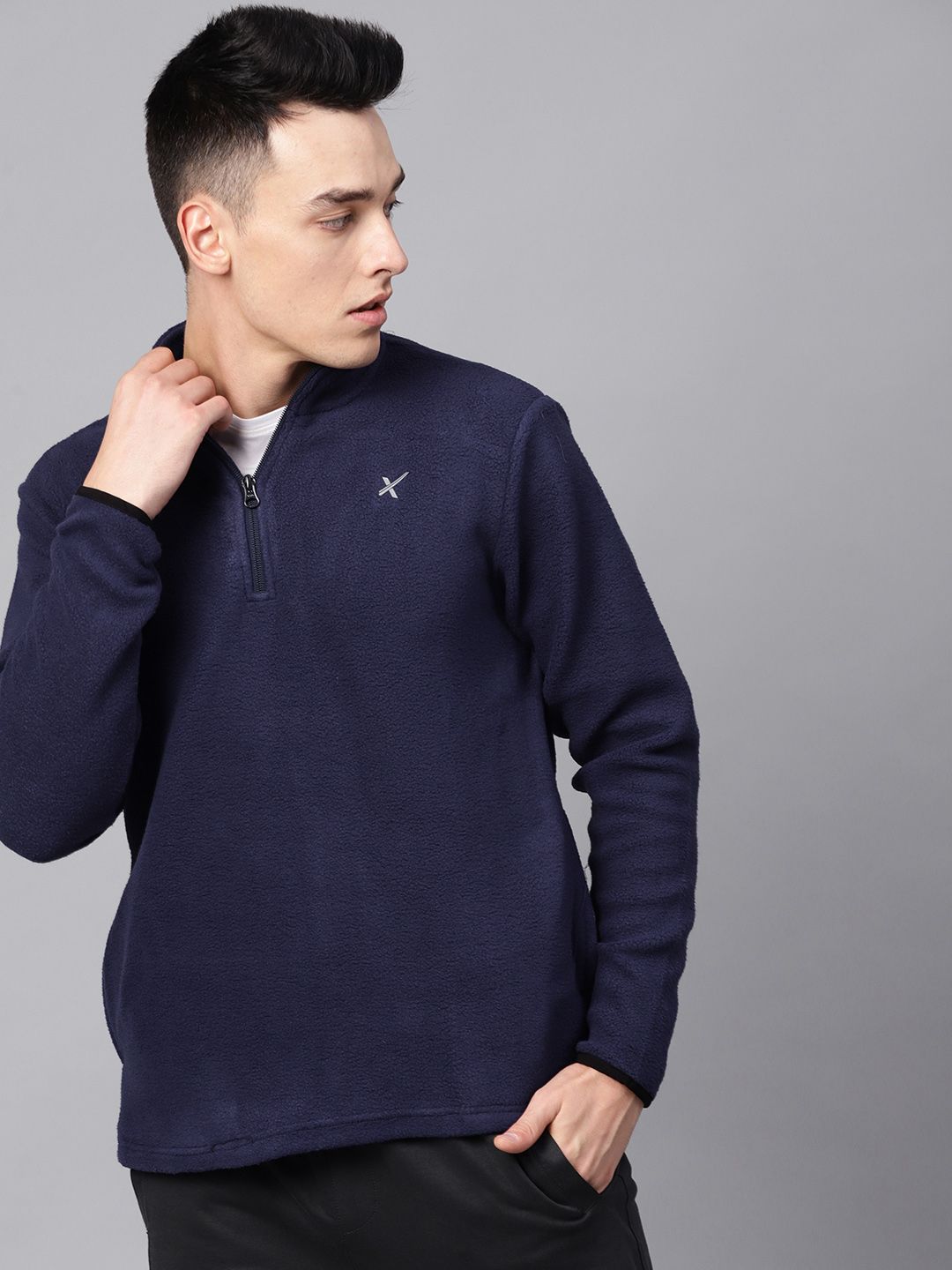 HRX by Hrithik Roshan Outdoor Men Navy Blue Solid Sweatshirt