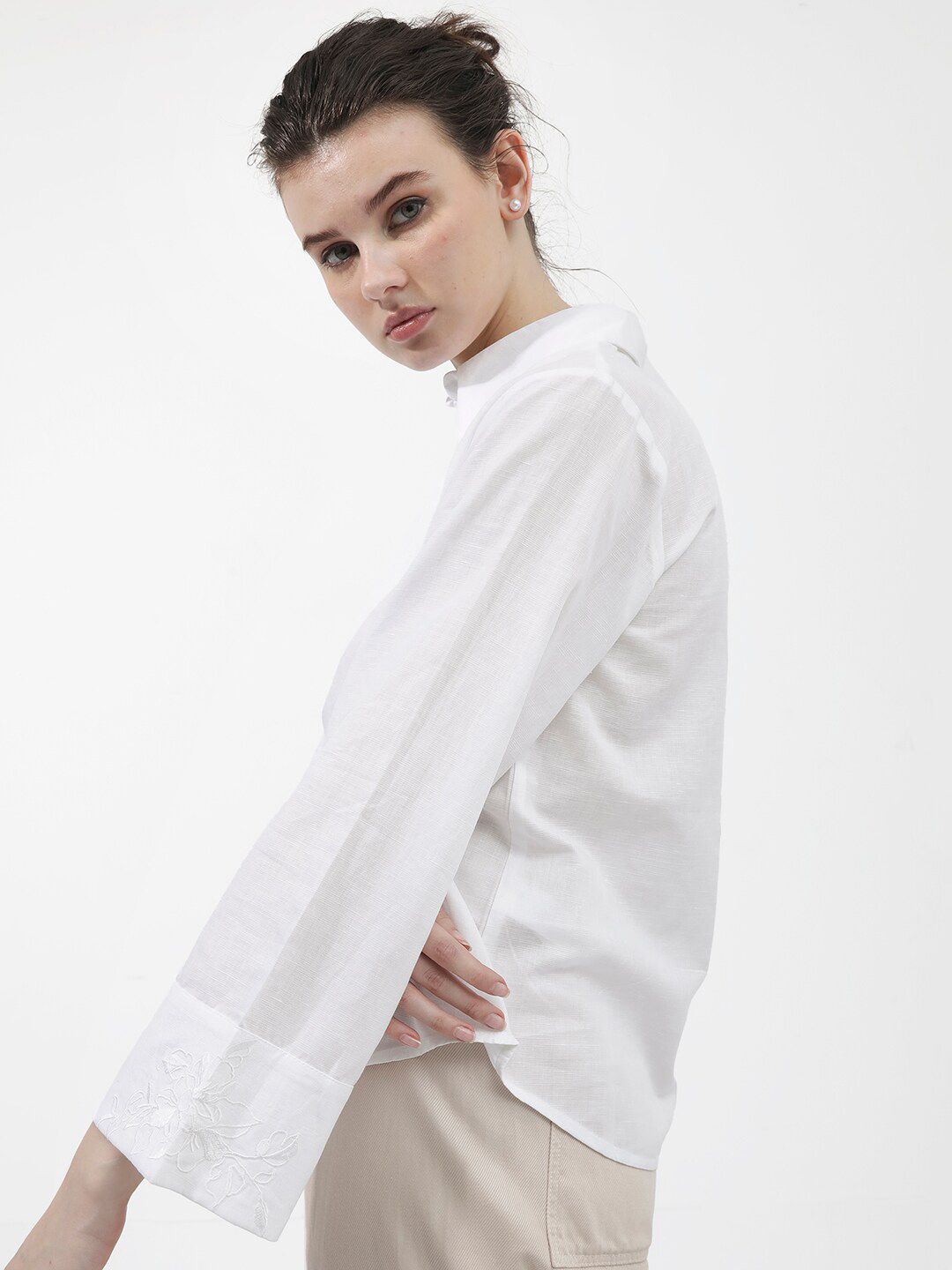 RAREISM Shirt Collar Linen Top