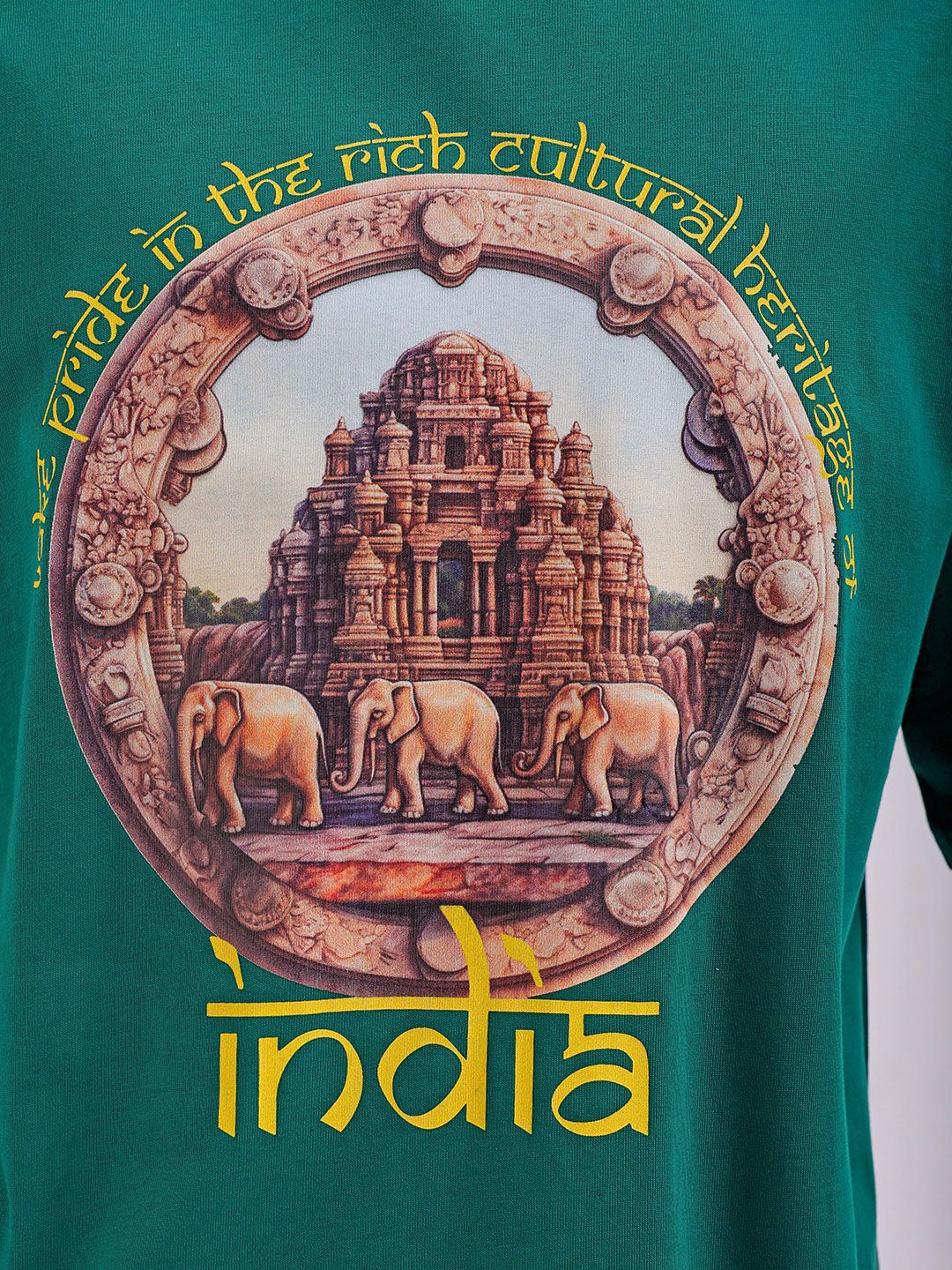 The Indian Garage Co Pure Cotton Typography Printed Boxy Oversized Round Neck T-shirt