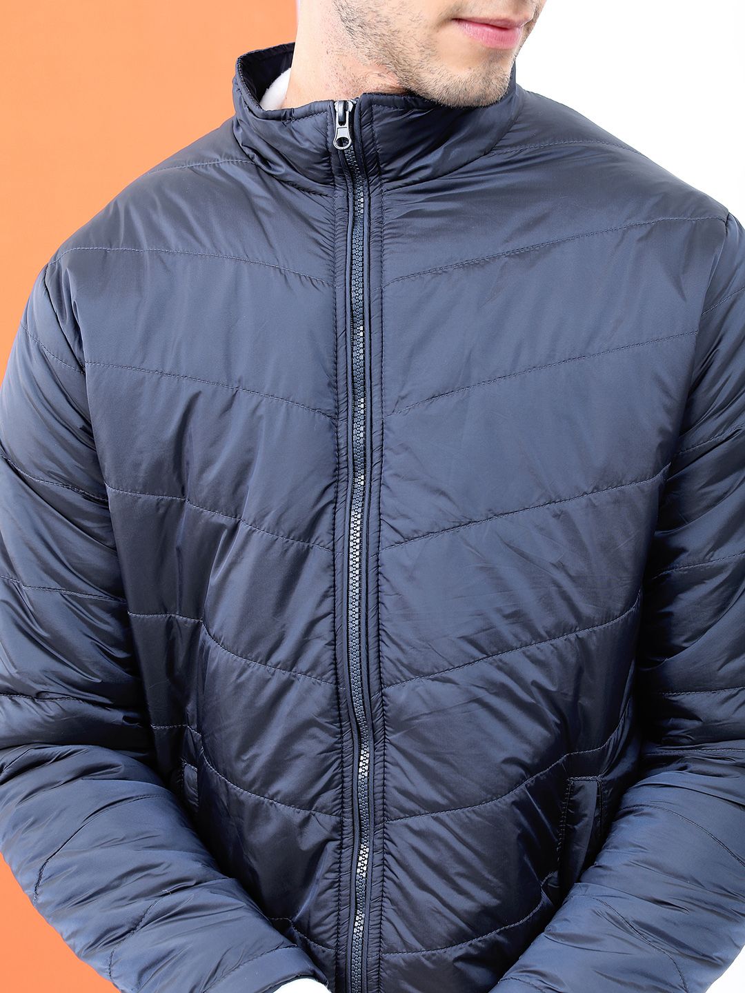 HIGHLANDER Men Navy Blue Padded Jacket