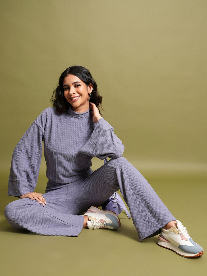 Tokyo Talkies High Neck Crop Top With Bootcut Trousers