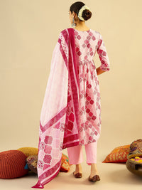 Indo Era Ethnic Motifs Printed Mirror Work Pure Cotton Kurta with Trouser And Dupatta