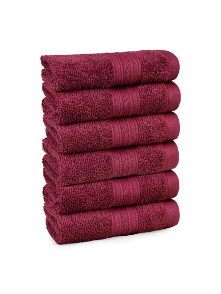 MYTRIDENT Maroon 6 Pieces Cotton Soft Comfort 500 GSM Reversible Face Towel