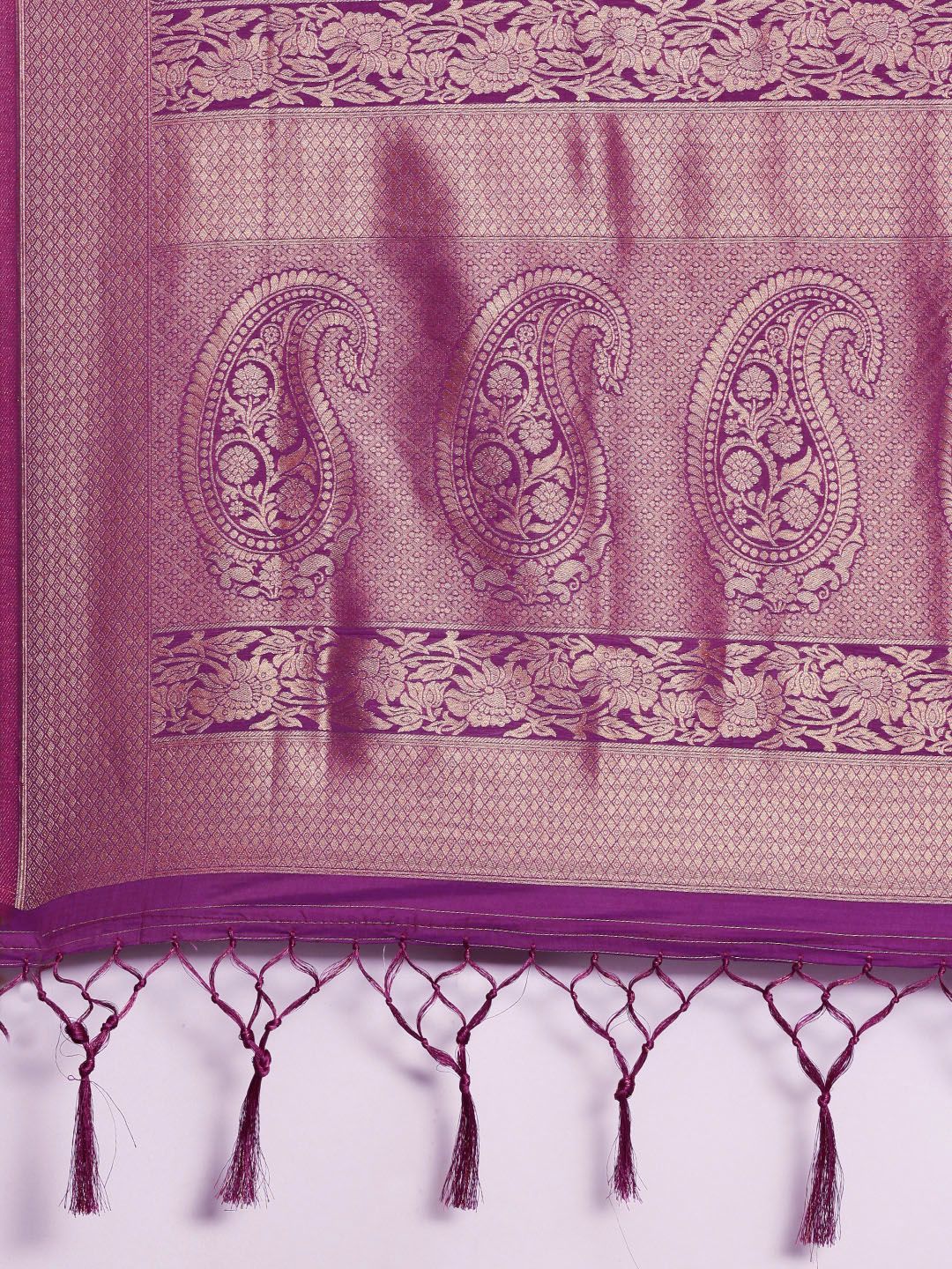 Saree mall Purple Ethnic Motifs Zari Silk Blend Banarasi Sarees