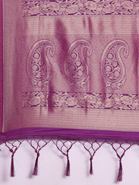 Saree mall Purple Ethnic Motifs Zari Silk Blend Banarasi Sarees
