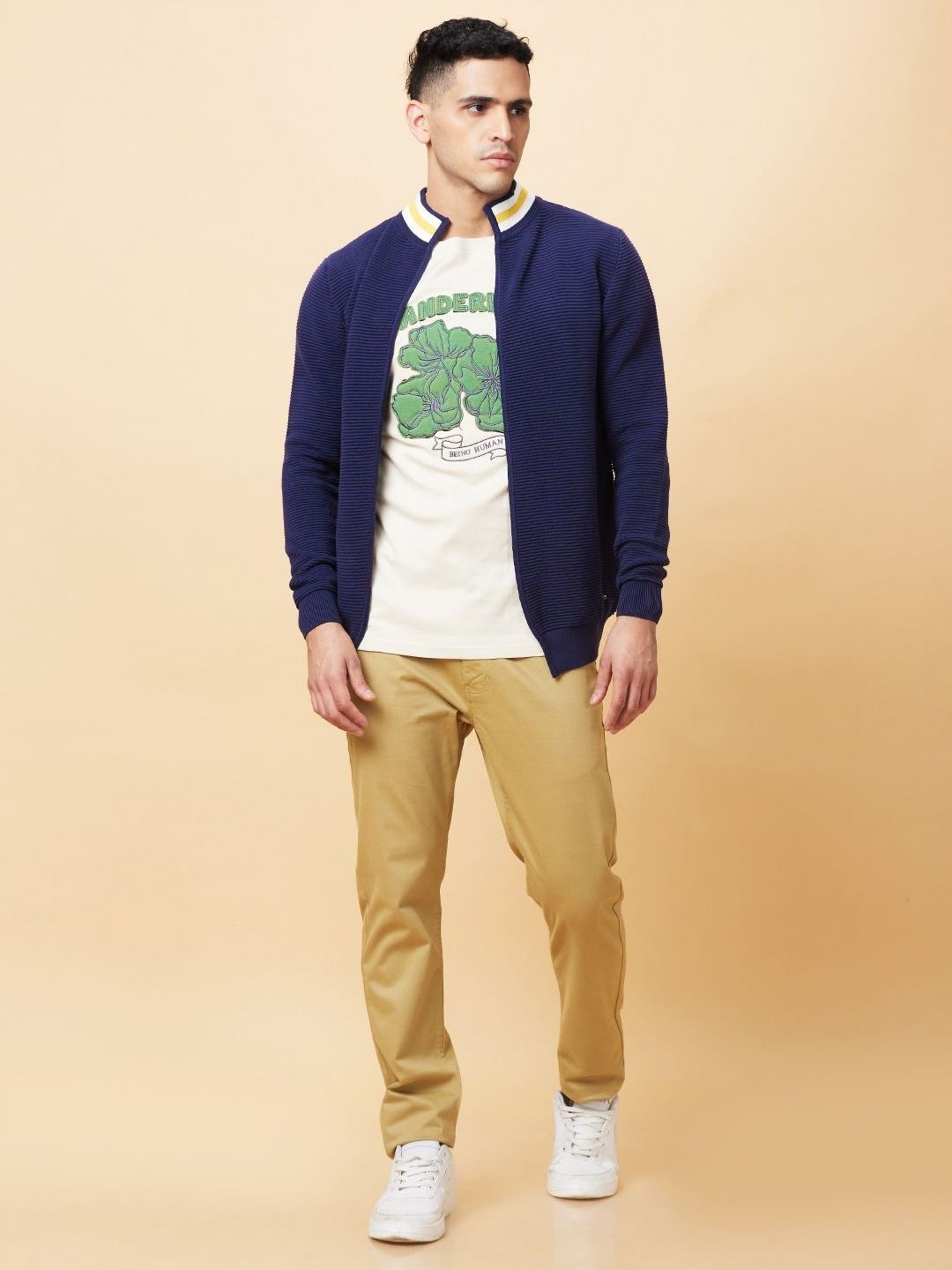 Being Human Men Colourblocked Tropical Applique T-shirt
