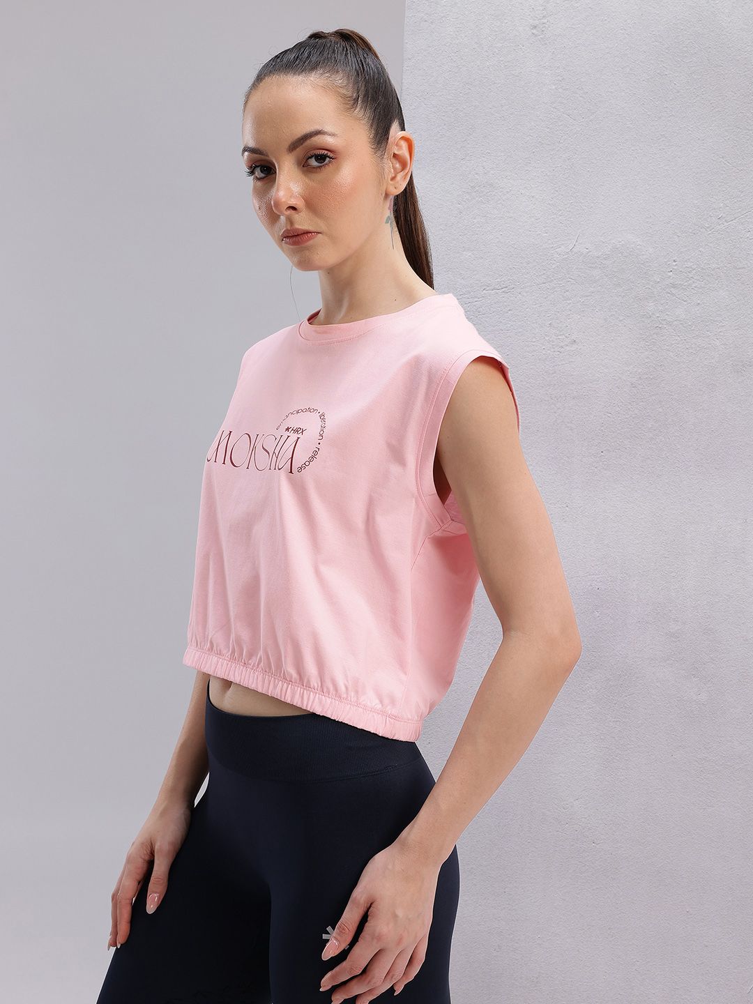 HRX by Hrithik Roshan Printed Pure Cotton Boxy Yoga T-shirt