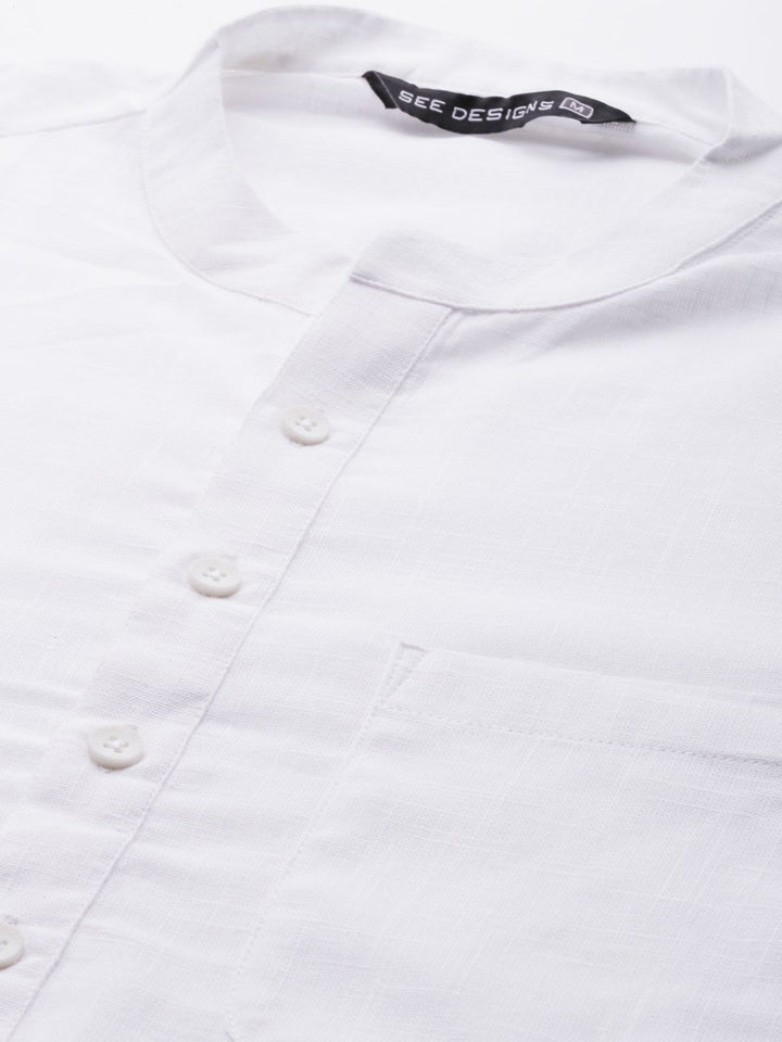 See Designs Men White Solid Pure Cotton Kurta with Pyjamas